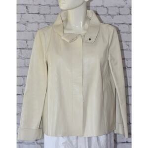 Brioni Women's Off White Leather Cropped Jacket 42/6